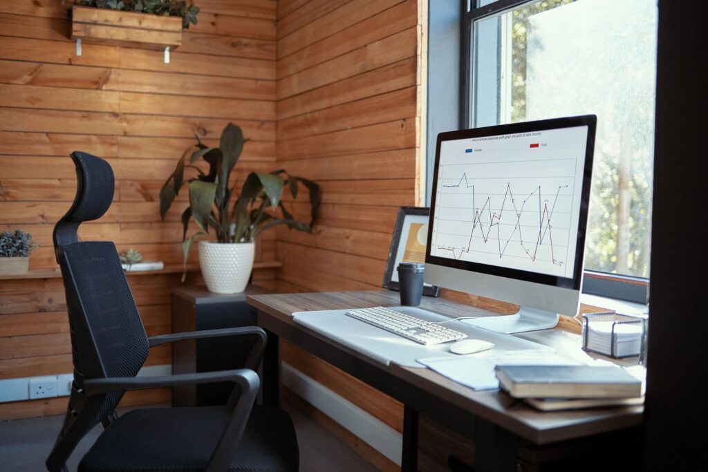 Shot of furniture and technology in an empty office during the day